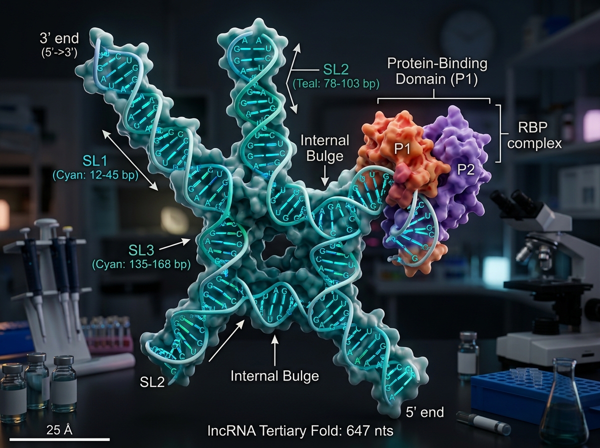 Realistic 3D lncRNA tertiary structure and protein-binding domain map